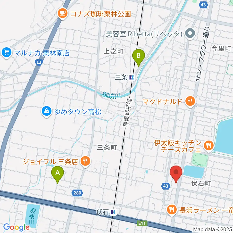 たかまつ楽器周辺のホテル一覧地図