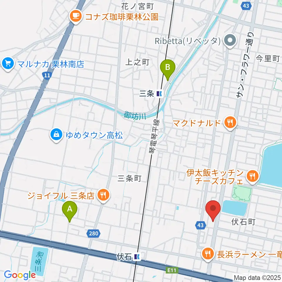たかまつ楽器周辺のホテル一覧地図