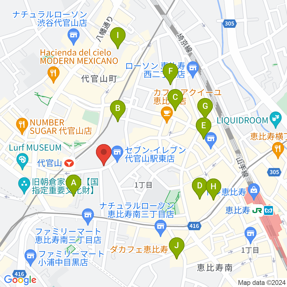 ミュージックプラザ 代官山本店周辺のホテル一覧地図