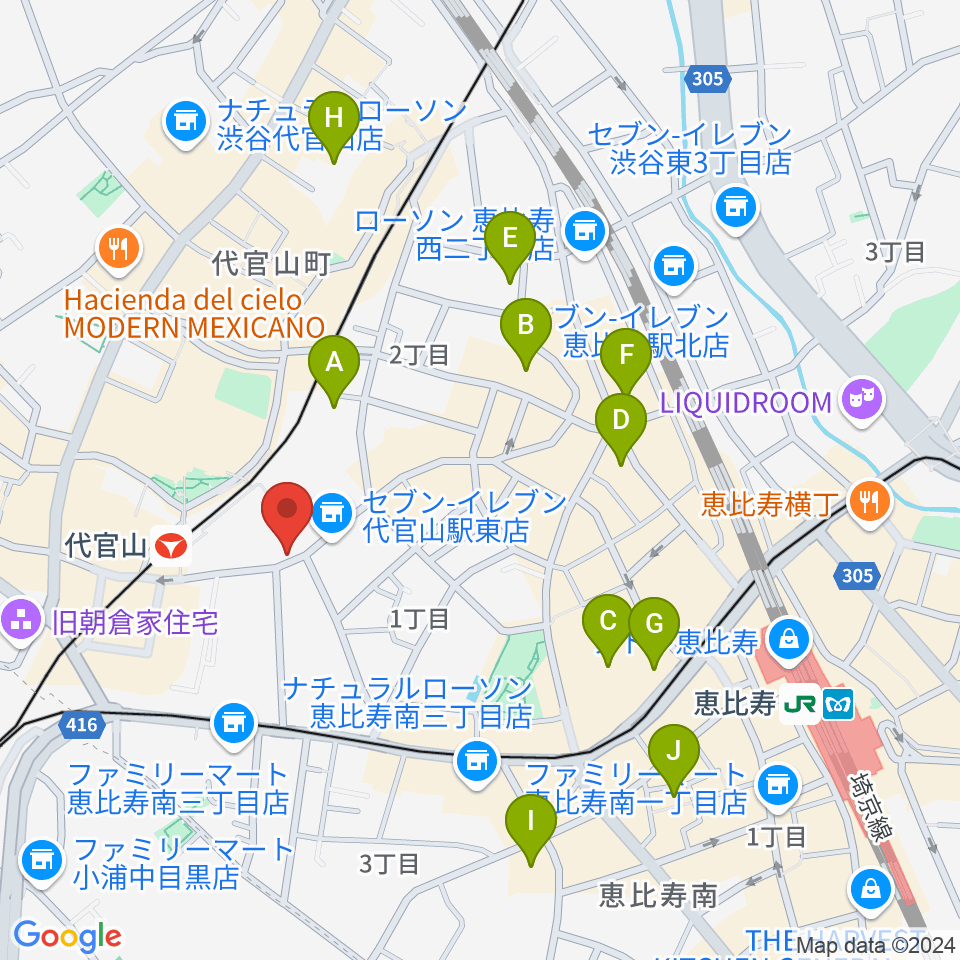 ミュージックプラザ 代官山本店周辺のホテル一覧地図