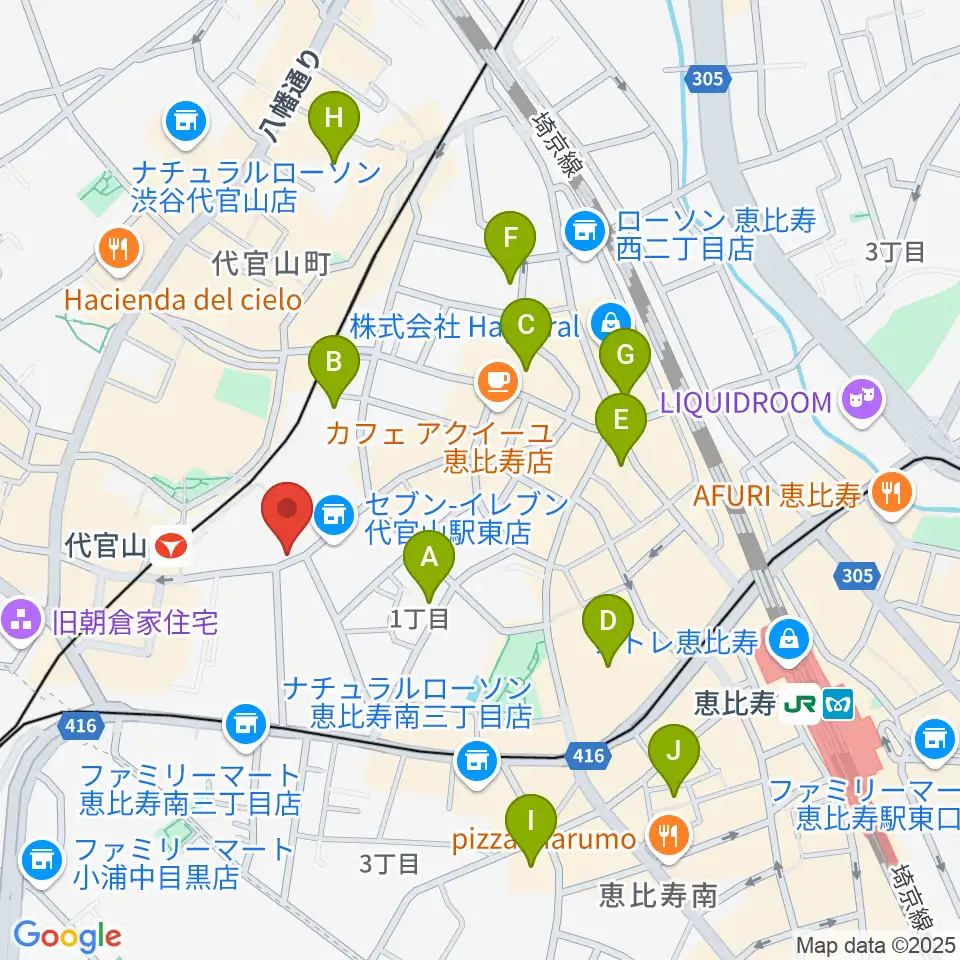 ミュージックプラザ 代官山本店周辺のホテル一覧地図