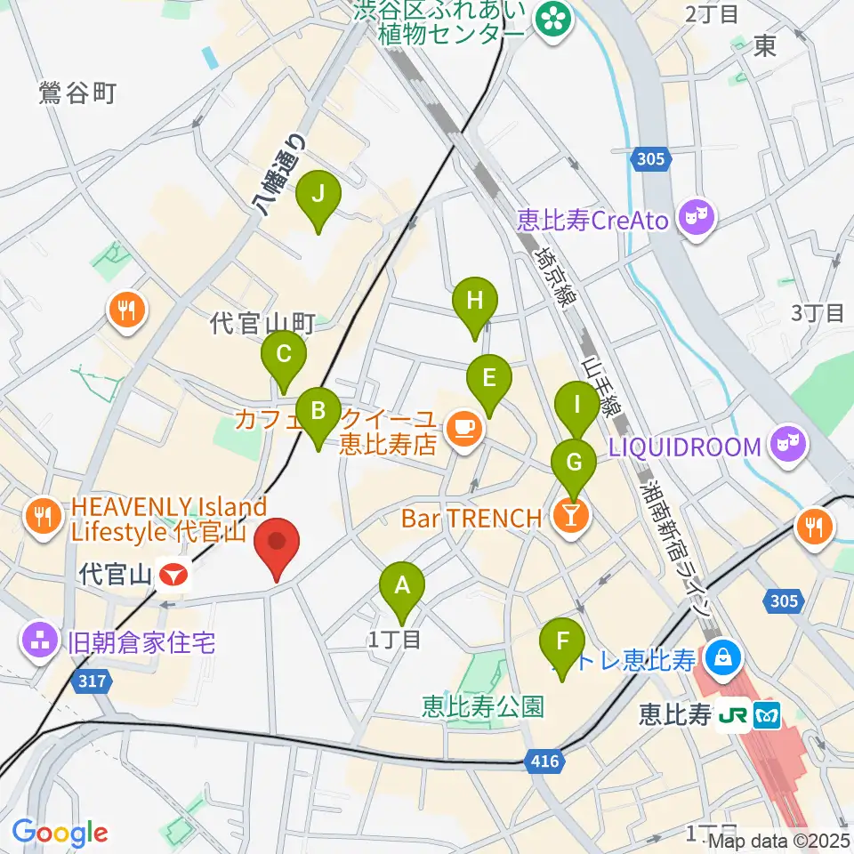 ミュージックプラザ 代官山本店周辺のホテル一覧地図