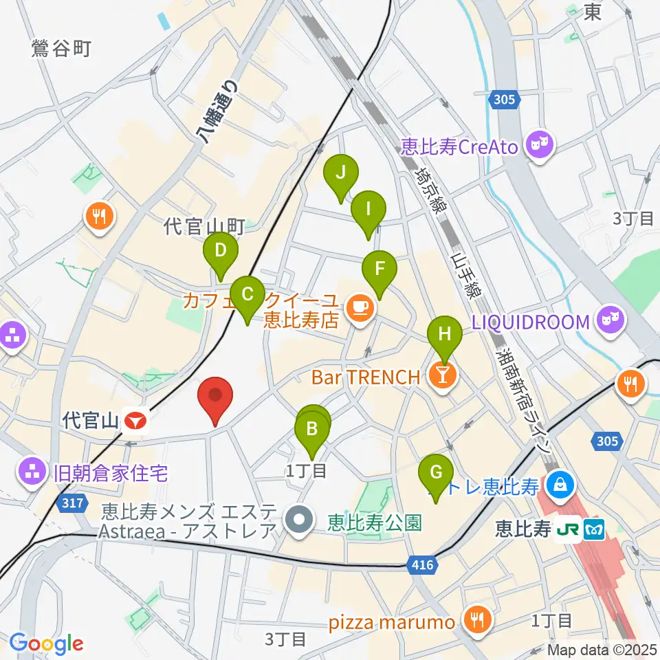 ミュージックプラザ 代官山本店周辺のホテル一覧地図