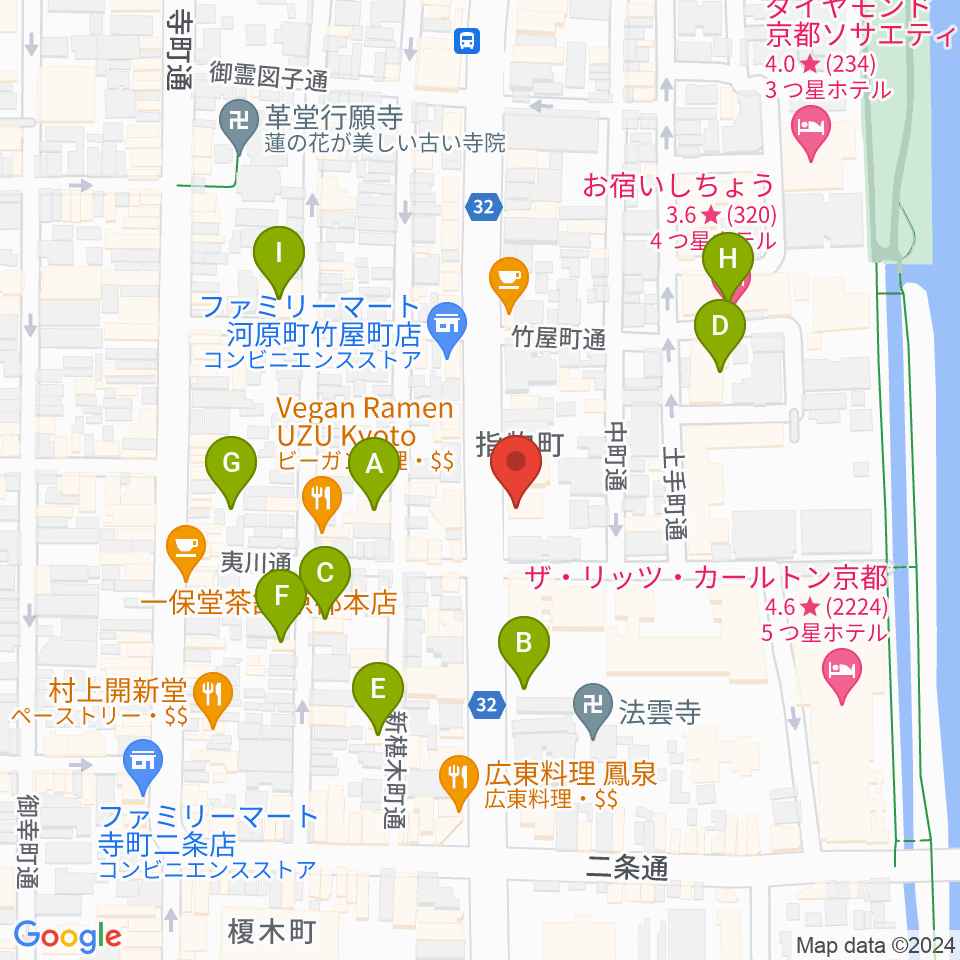 ワタナベ楽器店 京都本店周辺のホテル一覧地図