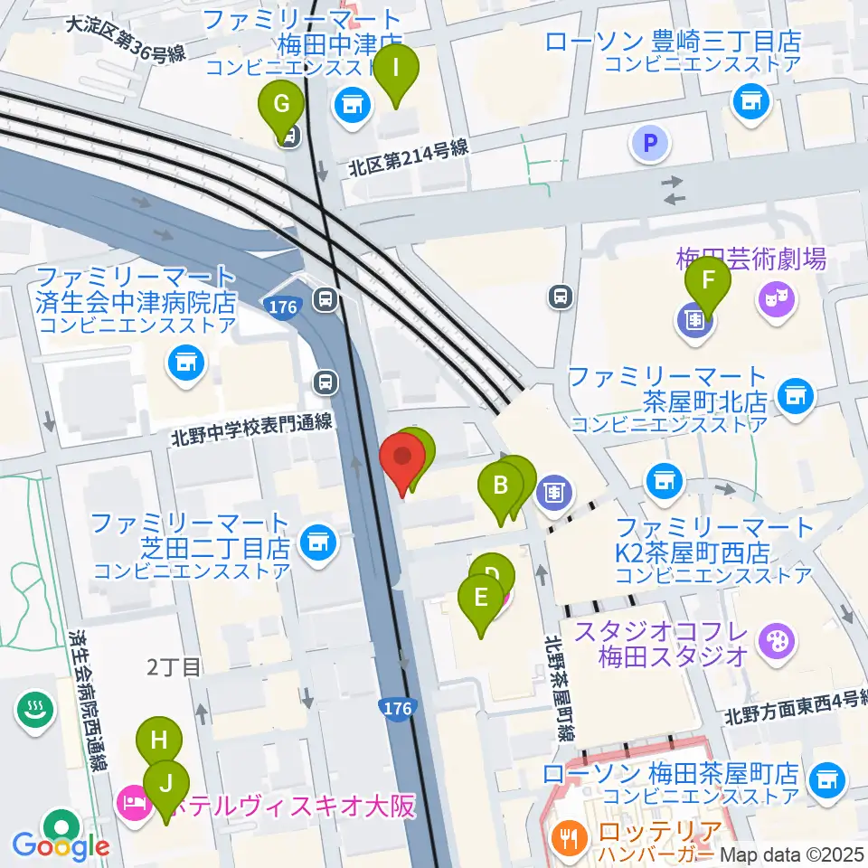 ワタナベ楽器店 大阪店周辺のホテル一覧地図