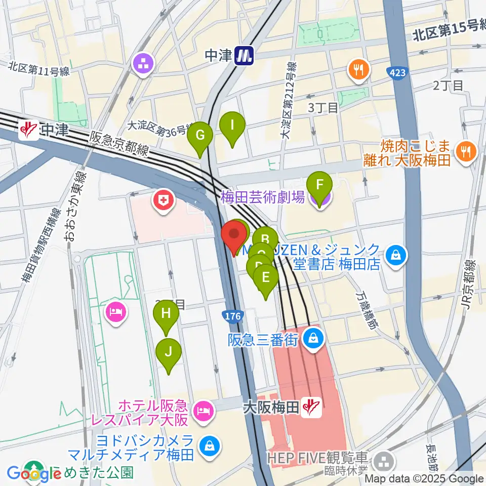 ワタナベ楽器店 大阪店周辺のホテル一覧地図