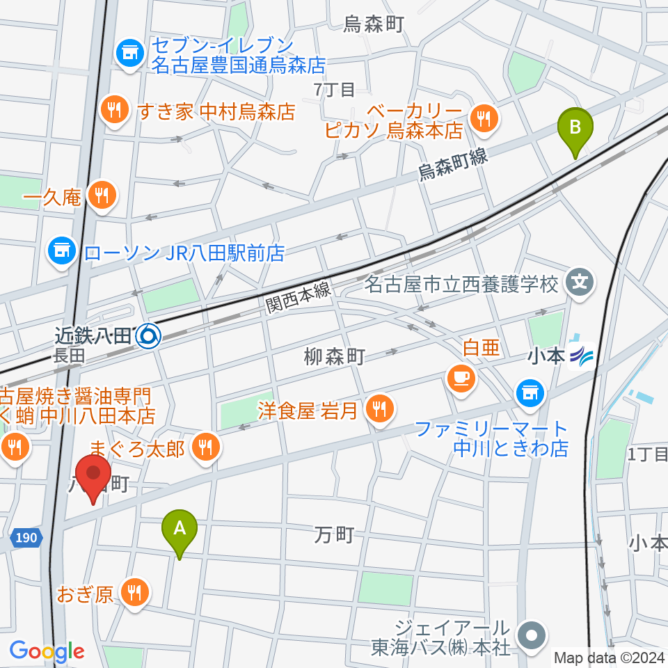 矢木楽器店 八田本店周辺のホテル一覧地図