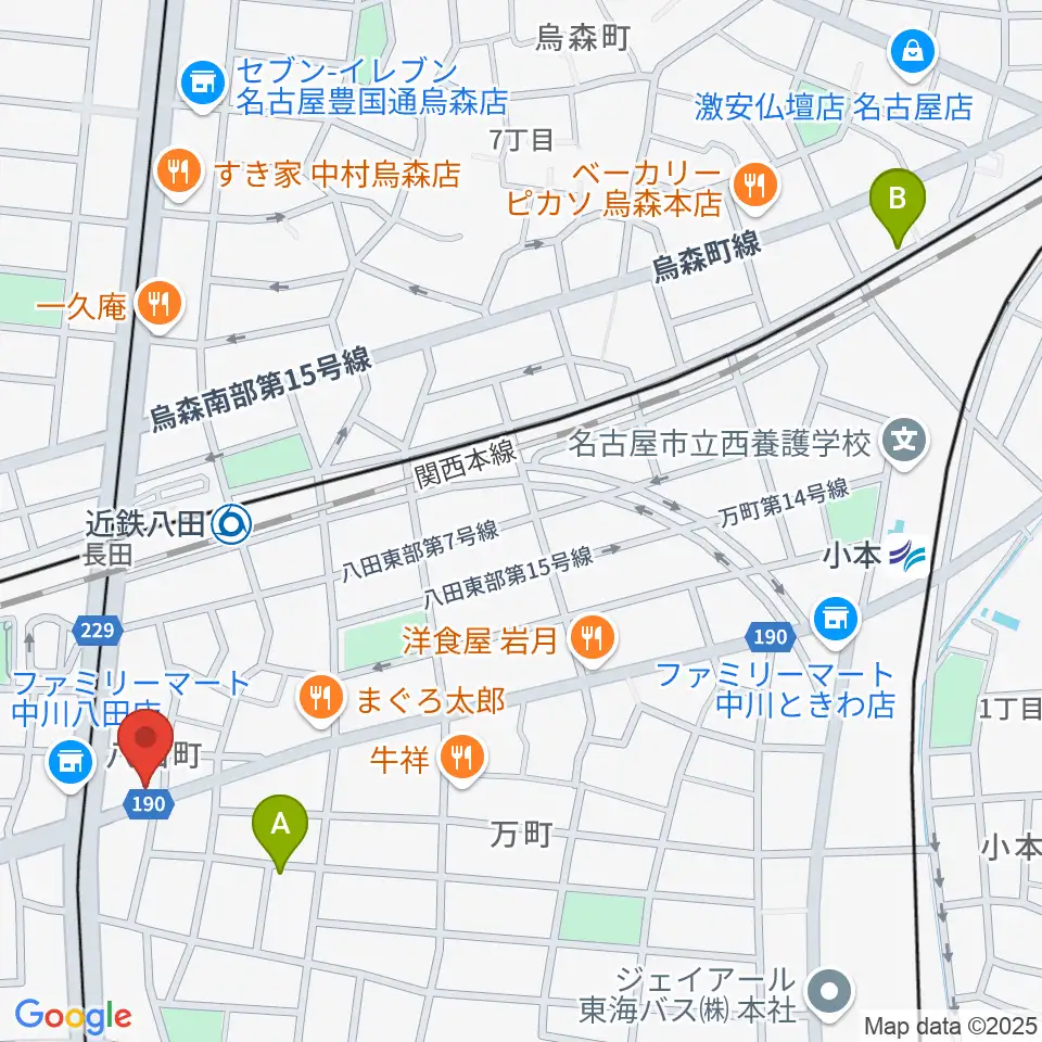 矢木楽器店 八田本店周辺のホテル一覧地図