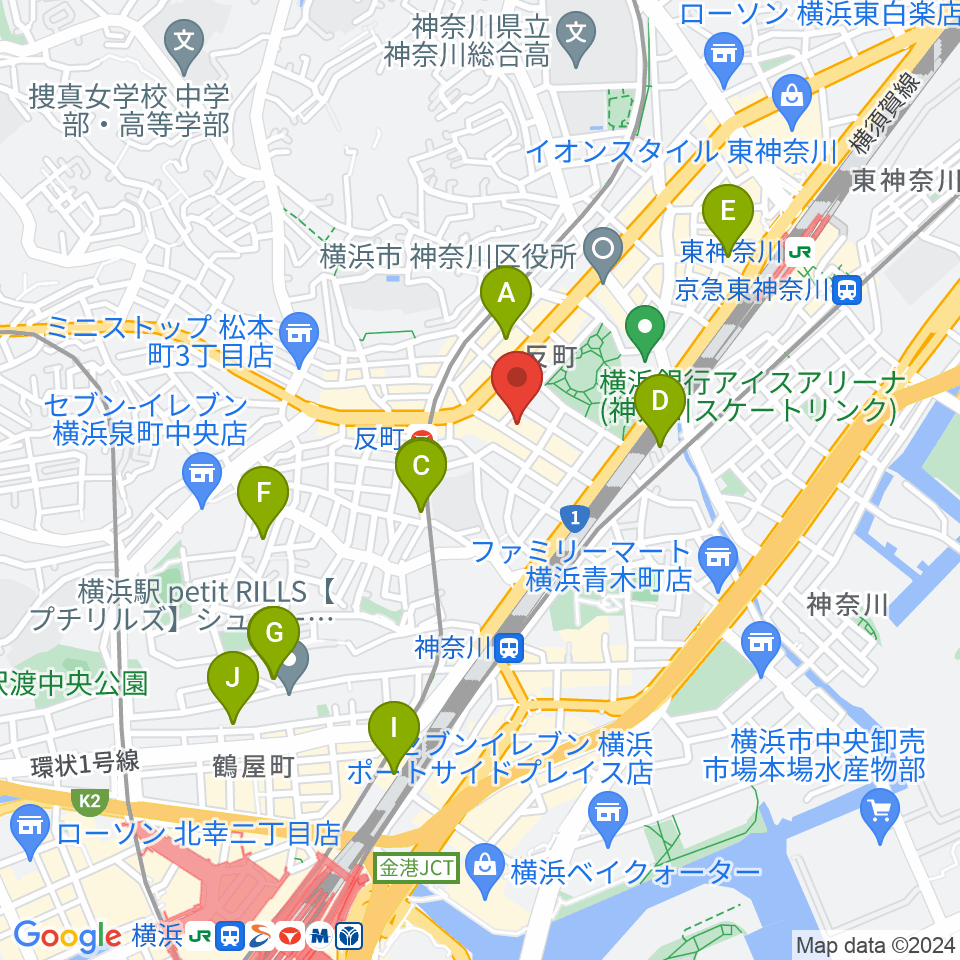横浜日本屋楽器周辺のホテル一覧地図