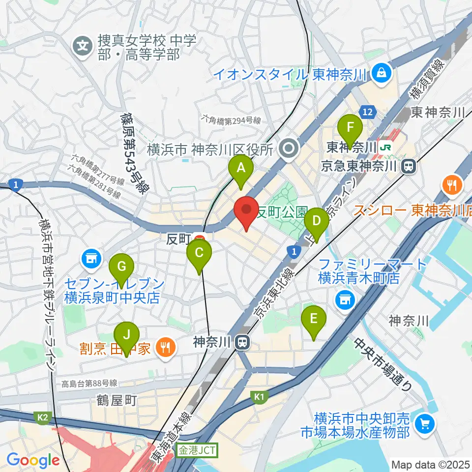 横浜日本屋楽器周辺のホテル一覧地図