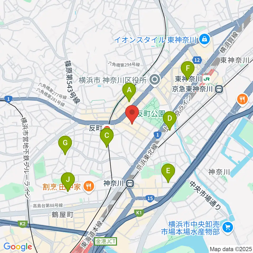 横浜日本屋楽器周辺のホテル一覧地図