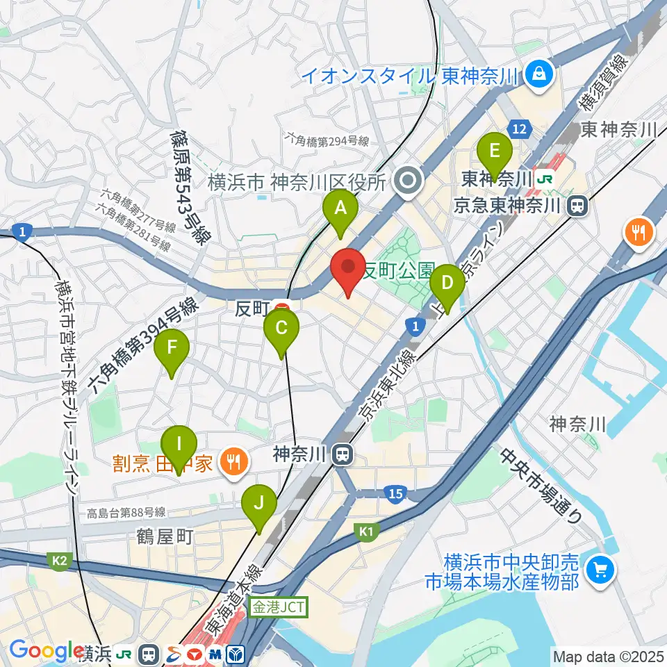 横浜日本屋楽器周辺のホテル一覧地図