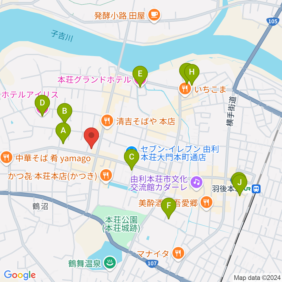 コンノ楽器周辺のホテル一覧地図