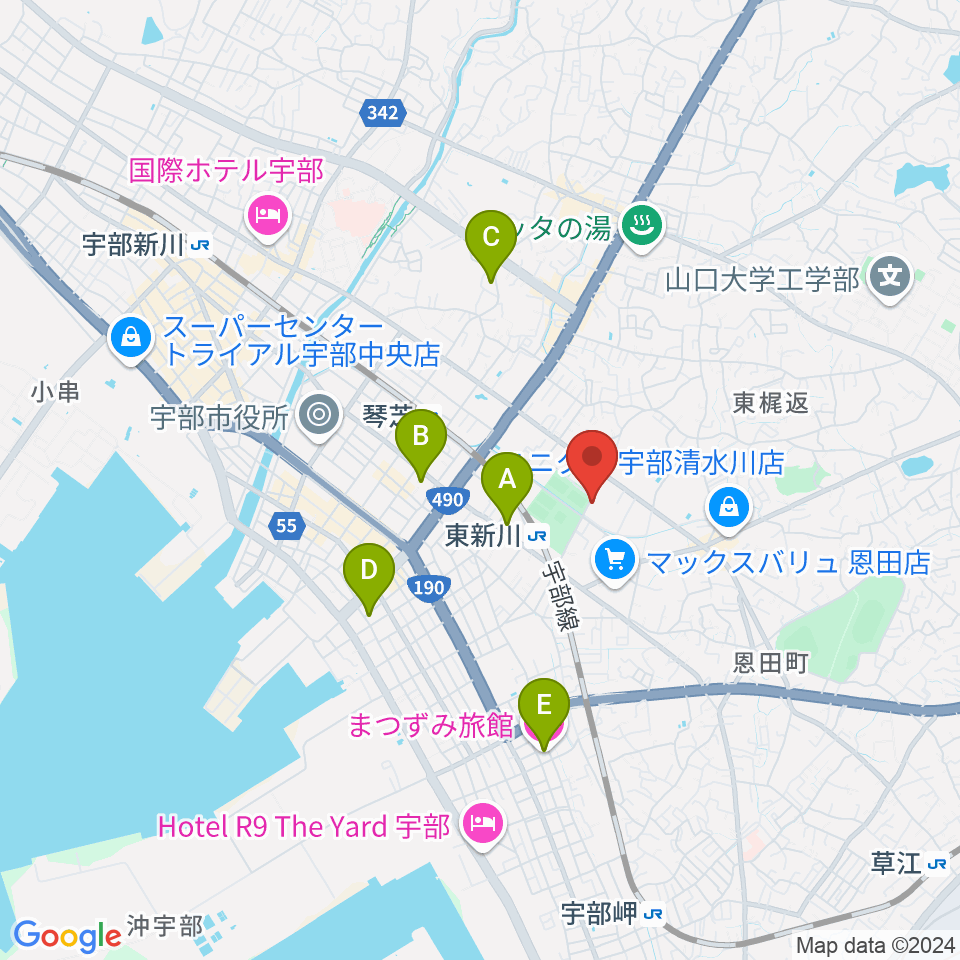 イトオ楽器店周辺のホテル一覧地図