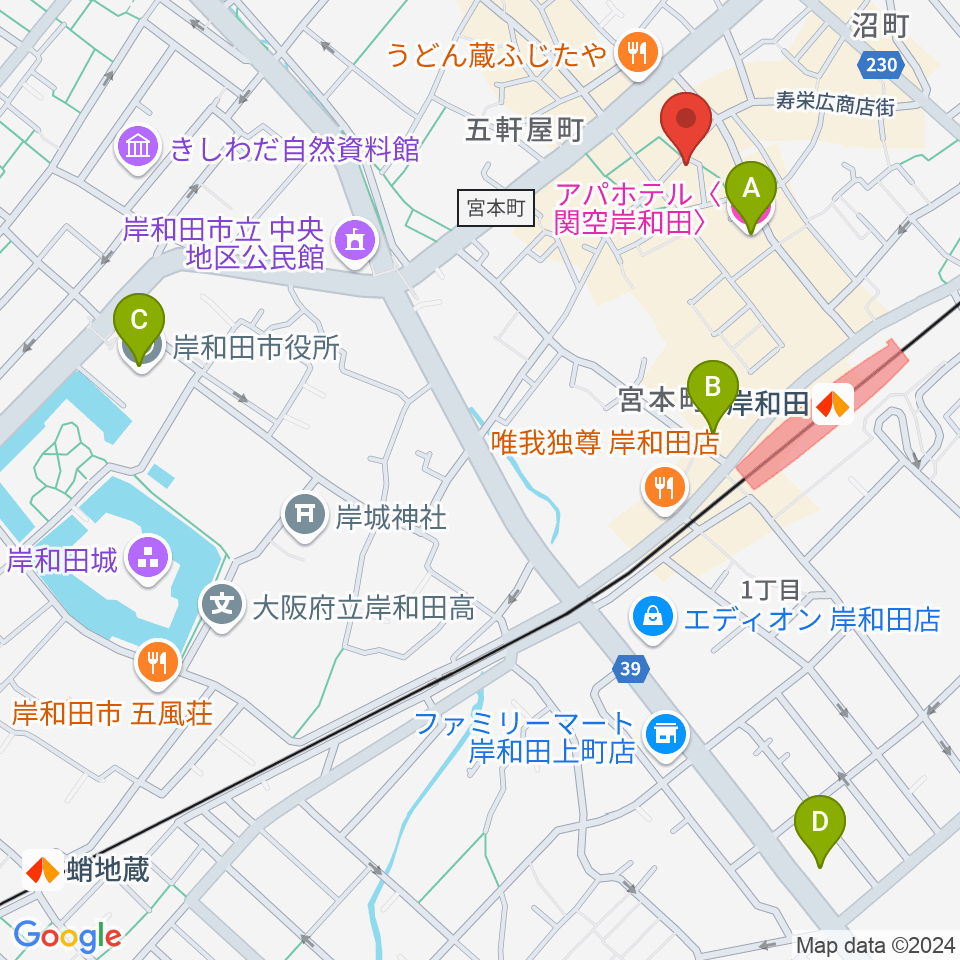 ウクレレショップ オハナ周辺のホテル一覧地図