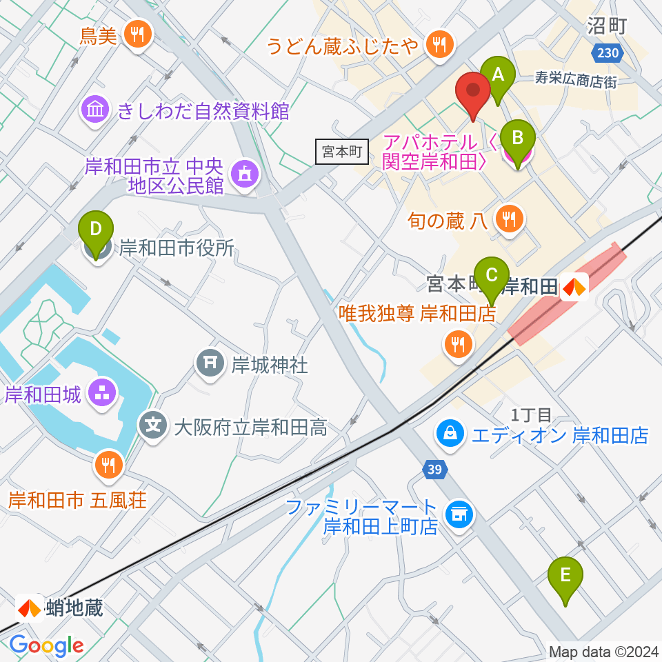 ウクレレショップ オハナ周辺のホテル一覧地図