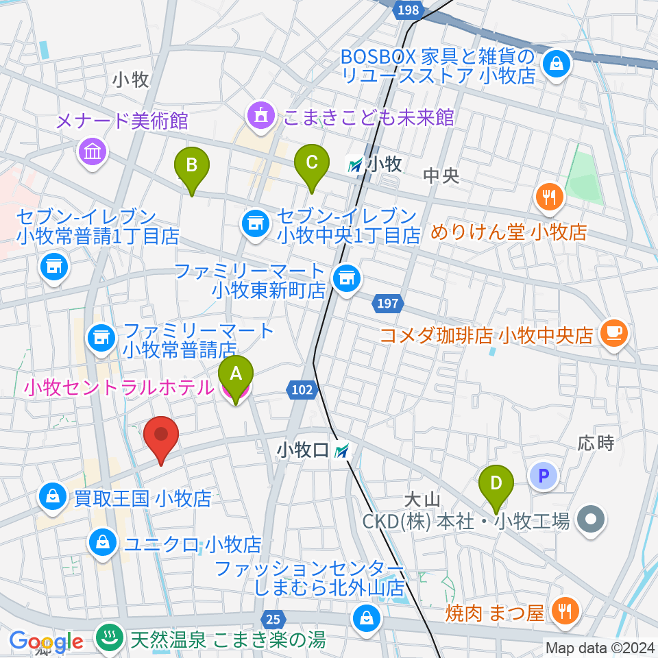 シンフォニア楽器 小牧店周辺のホテル一覧地図