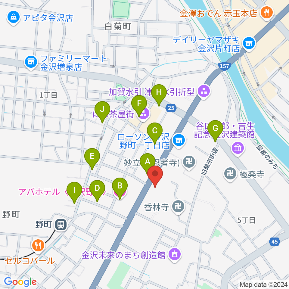 金沢楽器周辺のホテル一覧地図