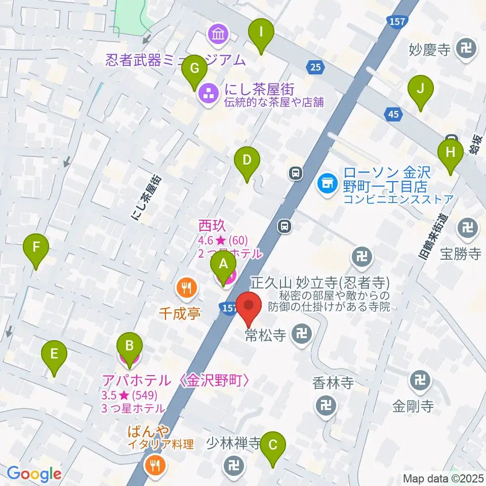 金沢楽器周辺のホテル一覧地図