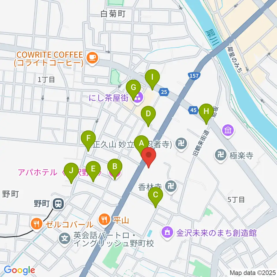 金沢楽器周辺のホテル一覧地図