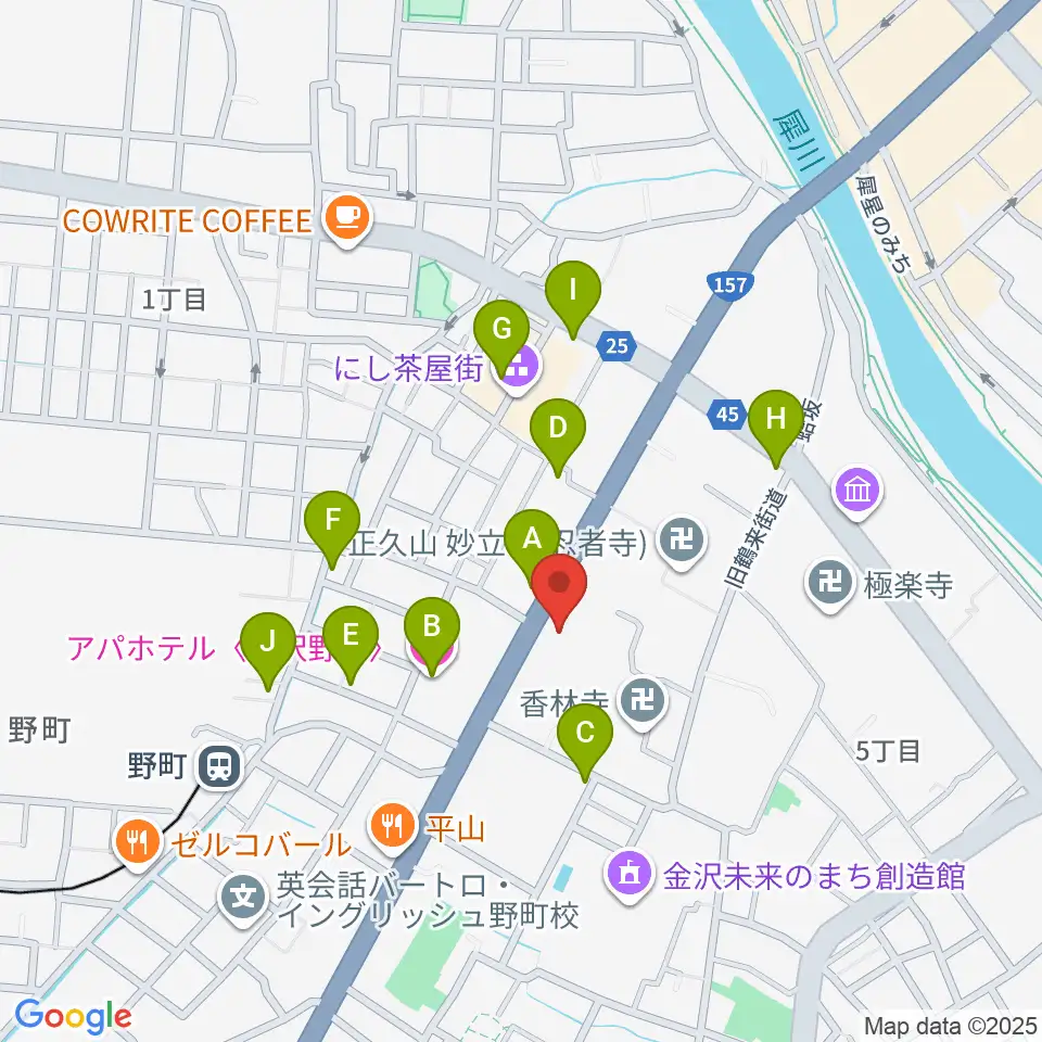 金沢楽器周辺のホテル一覧地図