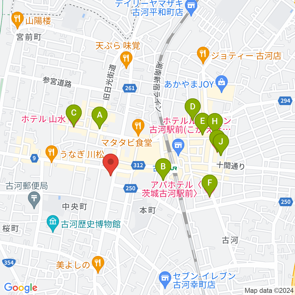 ギンゲツ楽器周辺のホテル一覧地図