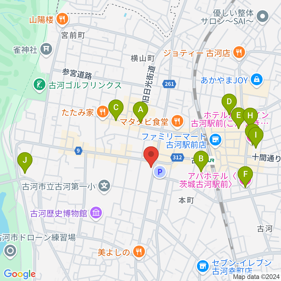 ギンゲツ楽器周辺のホテル一覧地図