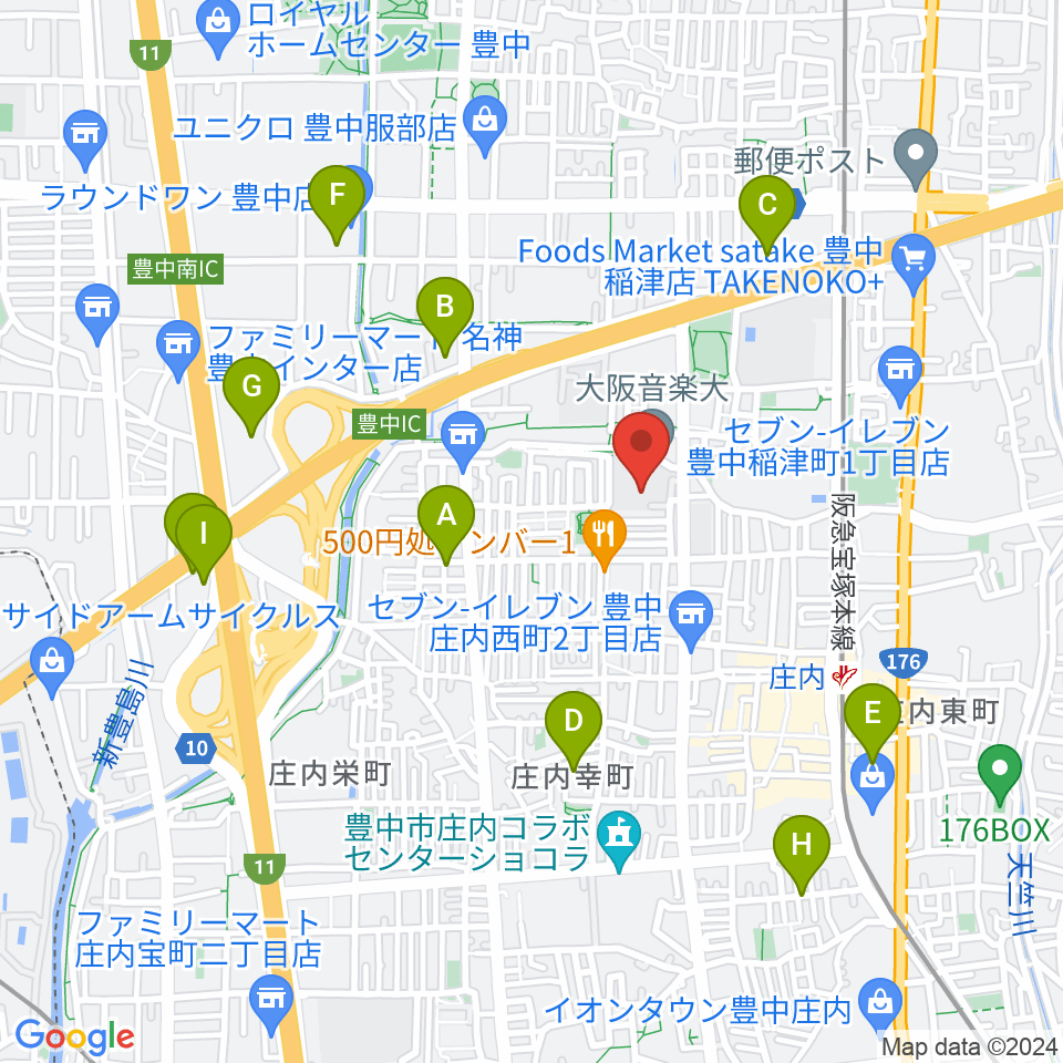 大阪音楽大学付属音楽院周辺のホテル一覧地図