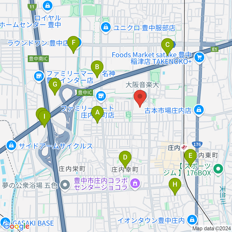 大阪音楽大学付属音楽院周辺のホテル一覧地図