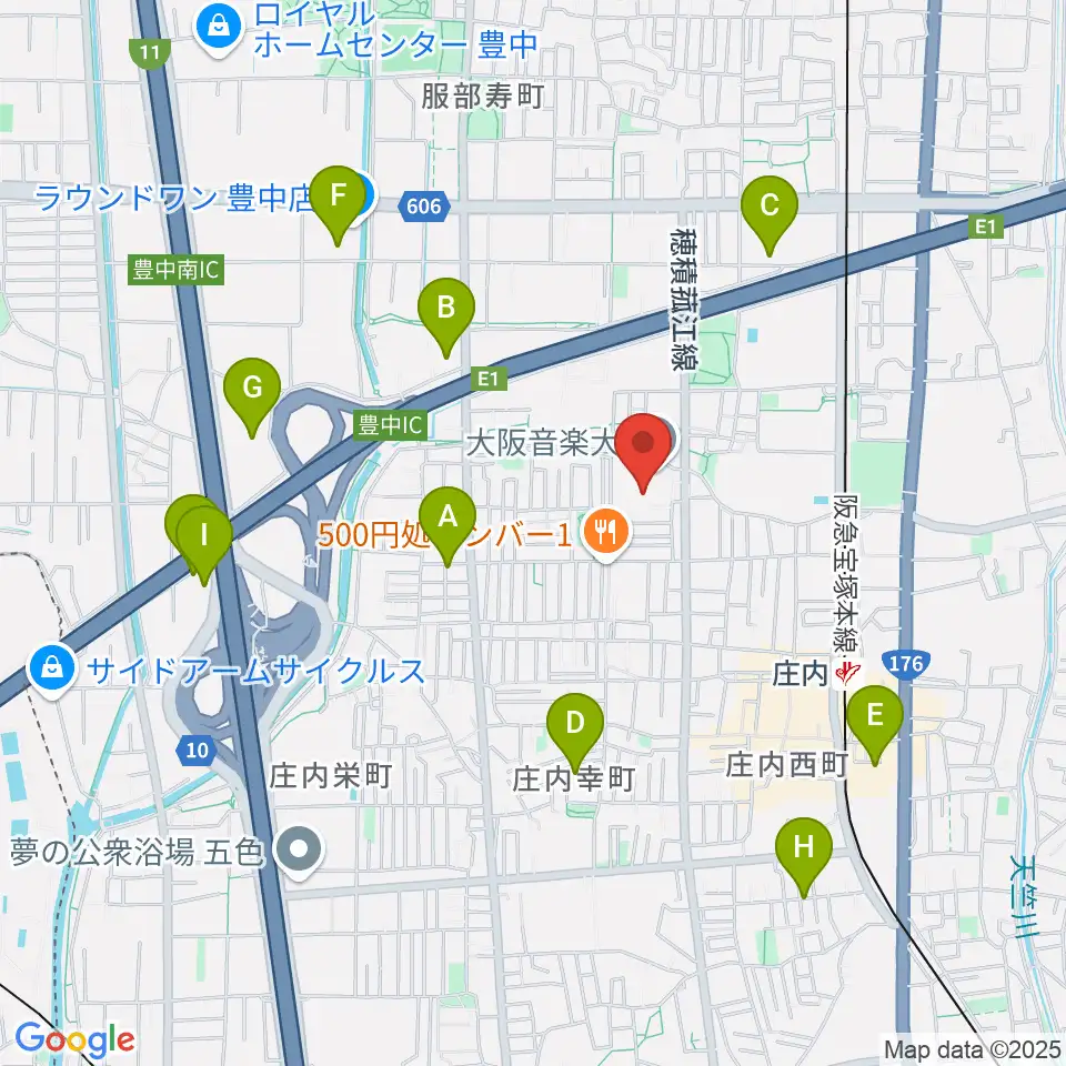 大阪音楽大学付属音楽院周辺のホテル一覧地図