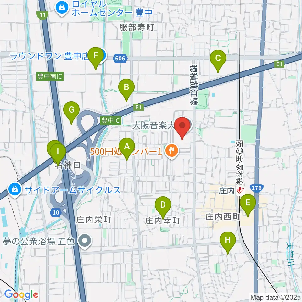 大阪音楽大学付属音楽院周辺のホテル一覧地図