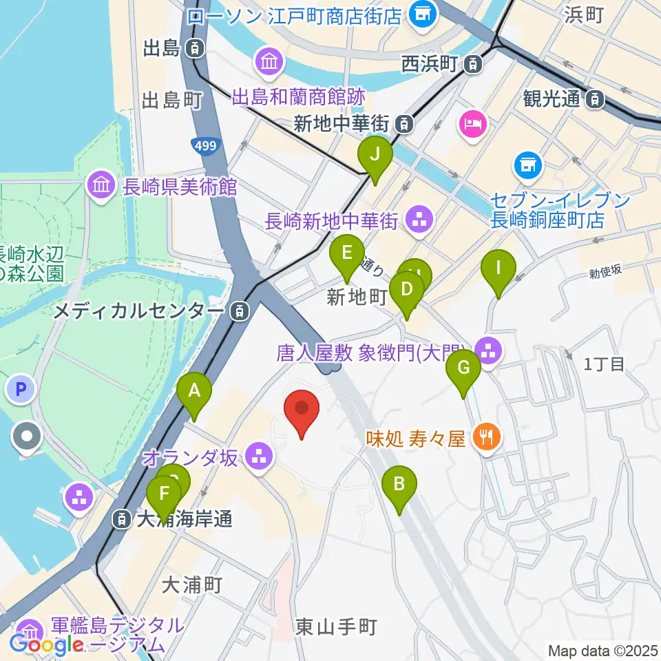 活水女子大学音楽学部周辺のホテル一覧地図