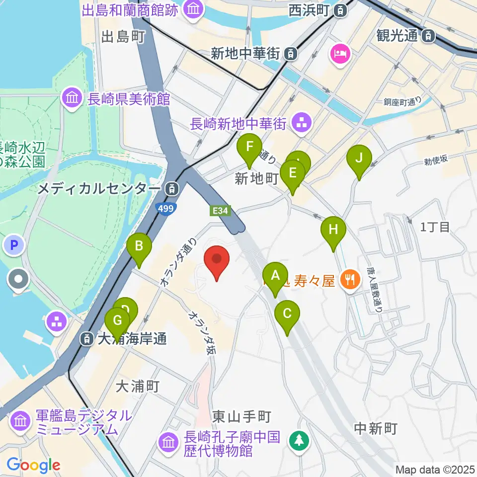 活水女子大学音楽学部周辺のホテル一覧地図
