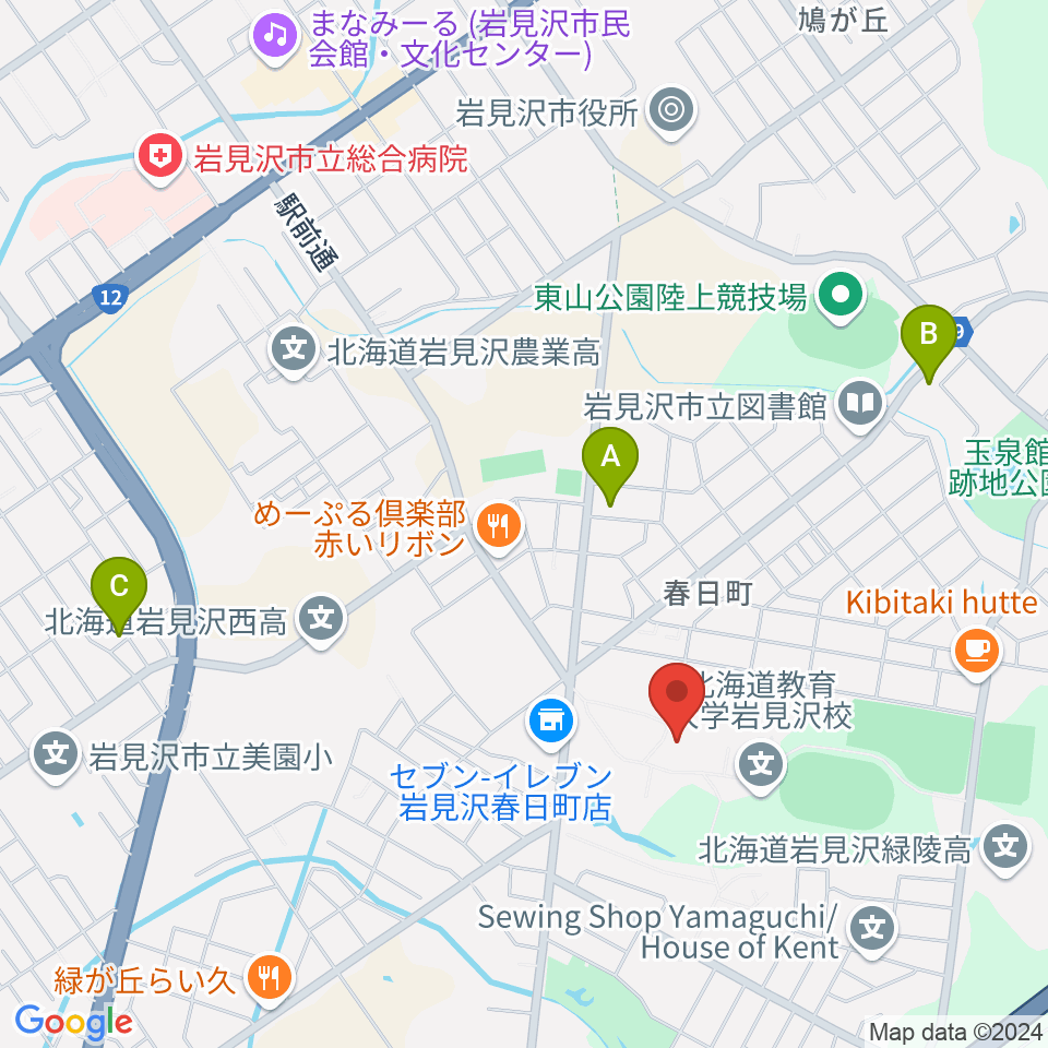 北海道教育大学 芸術・スポーツ文化学科周辺のホテル一覧地図