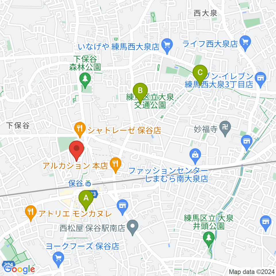 宮地楽器 保谷センター周辺のホテル一覧地図