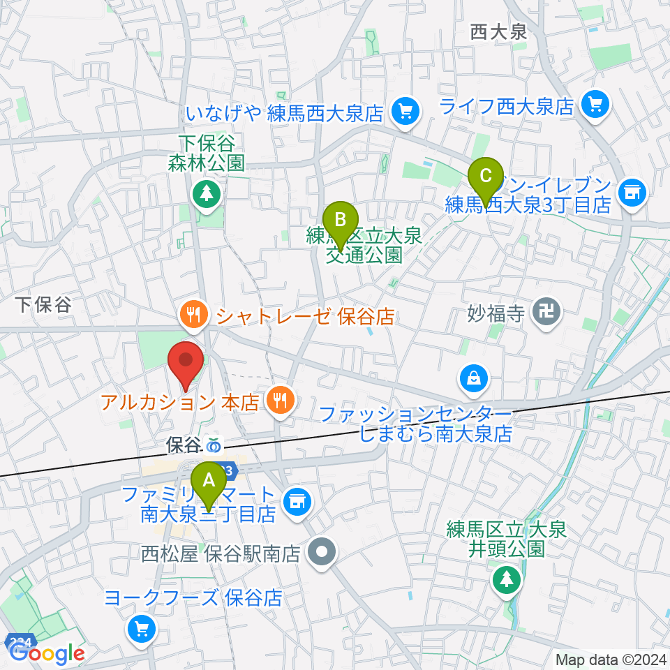 宮地楽器 保谷センター周辺のホテル一覧地図