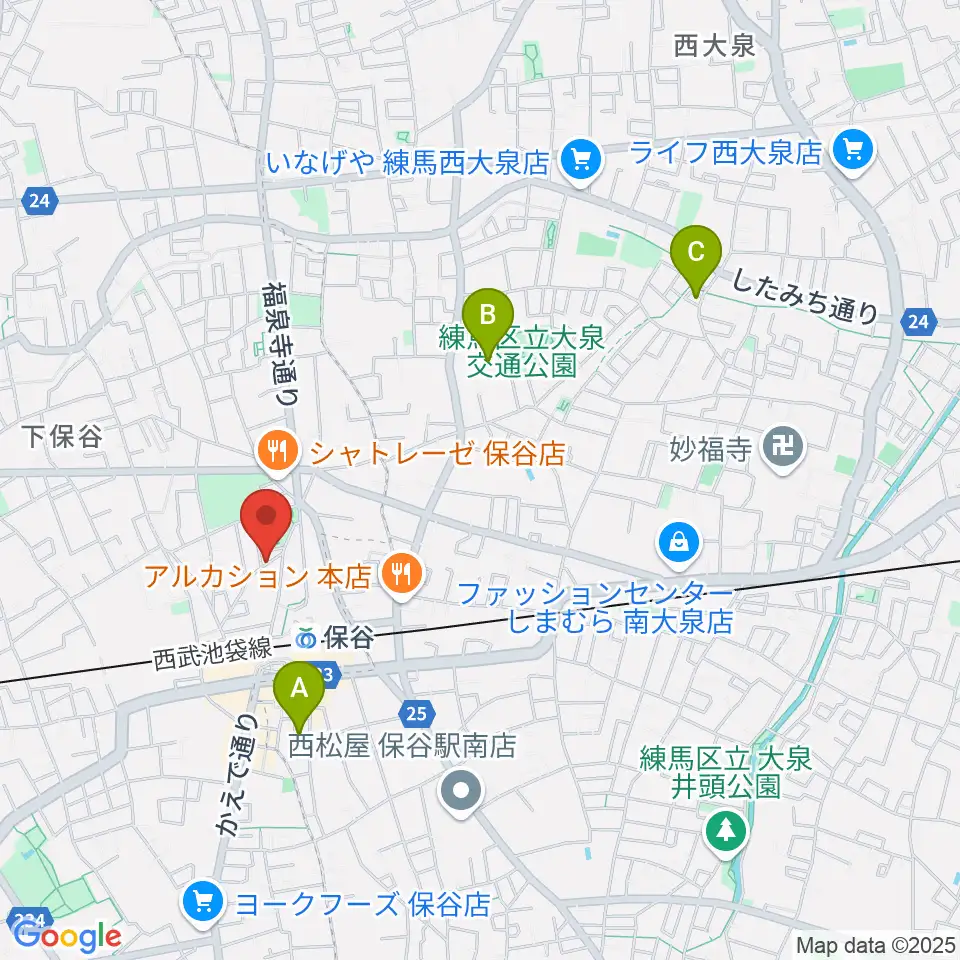 宮地楽器 保谷センター周辺のホテル一覧地図