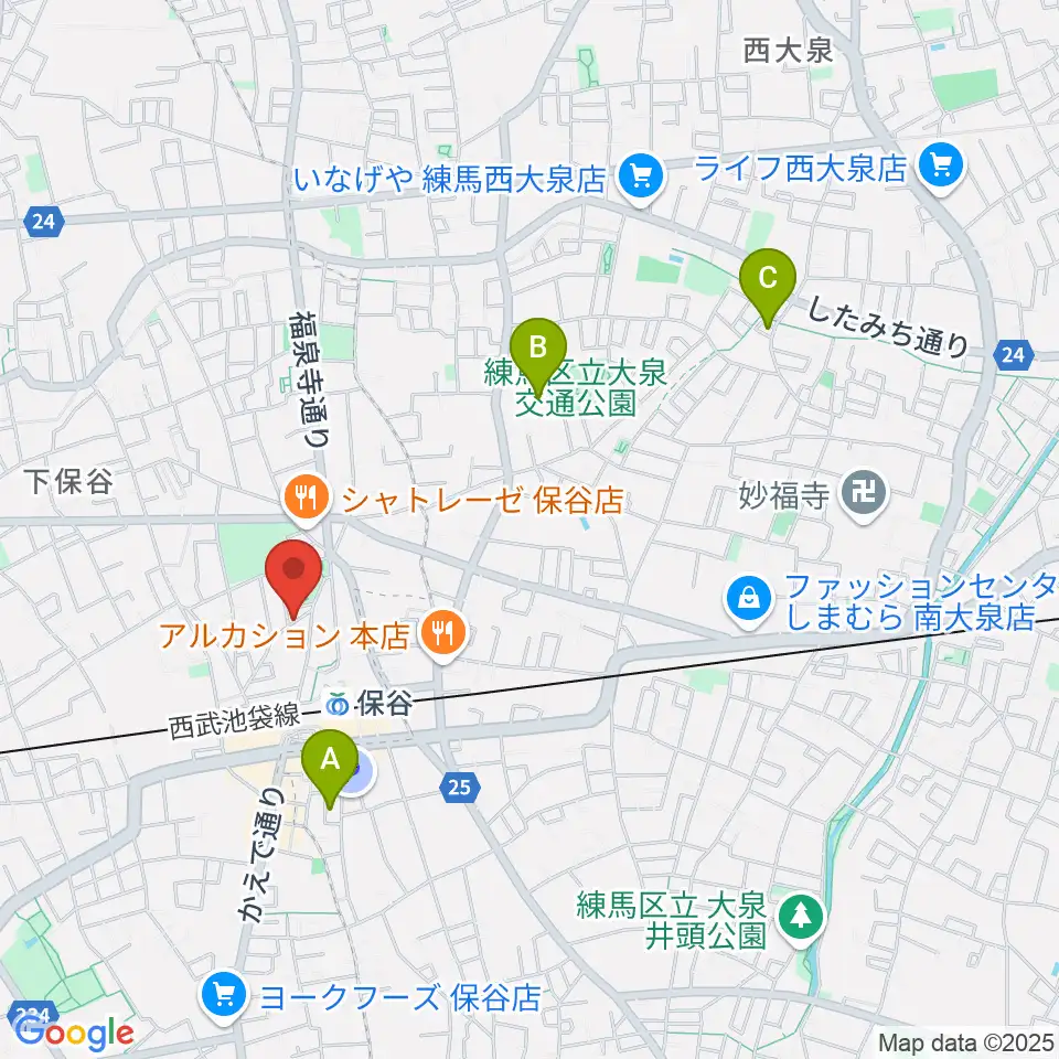 宮地楽器 保谷センター周辺のホテル一覧地図