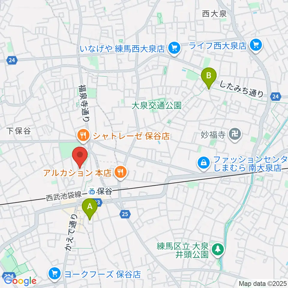 宮地楽器 保谷センター周辺のホテル一覧地図