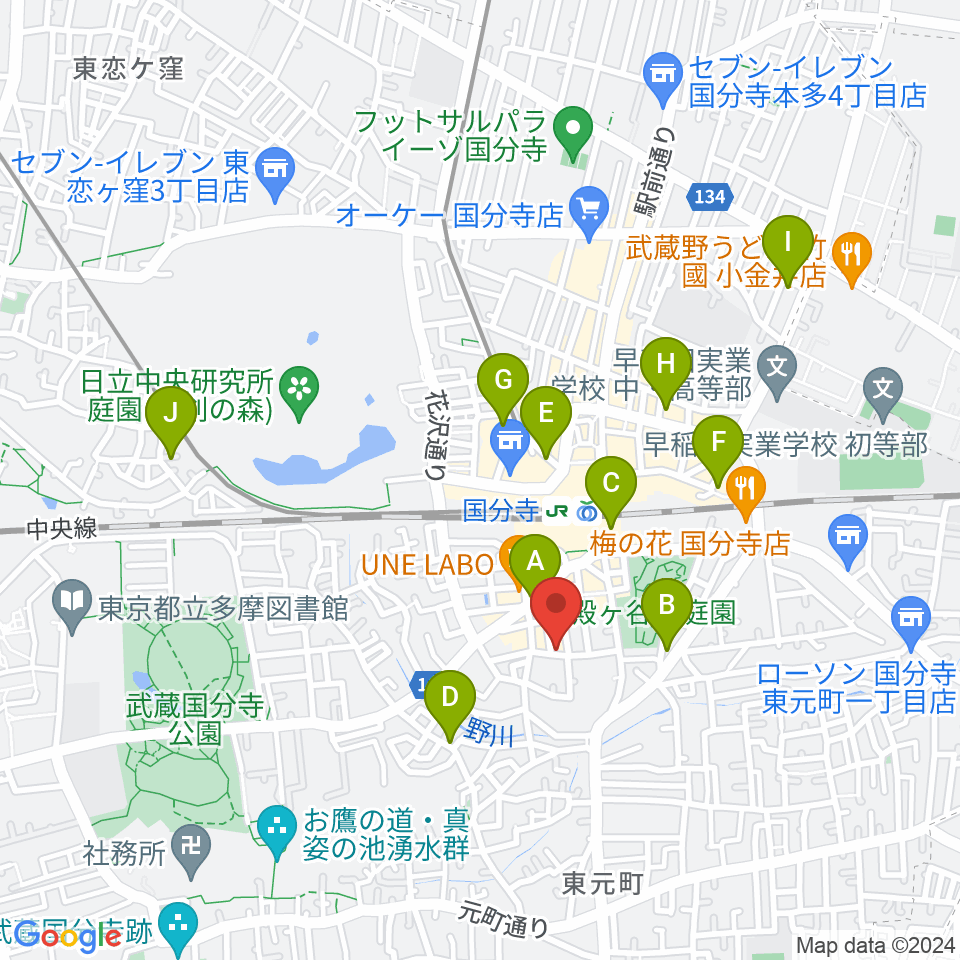 宮地楽器 国分寺センター周辺のホテル一覧地図
