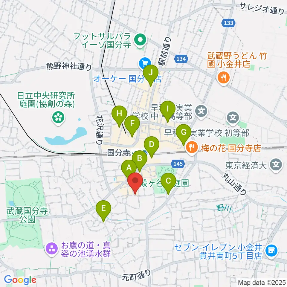 宮地楽器 国分寺センター周辺のホテル一覧地図