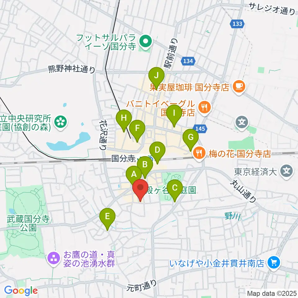 宮地楽器 国分寺センター周辺のホテル一覧地図
