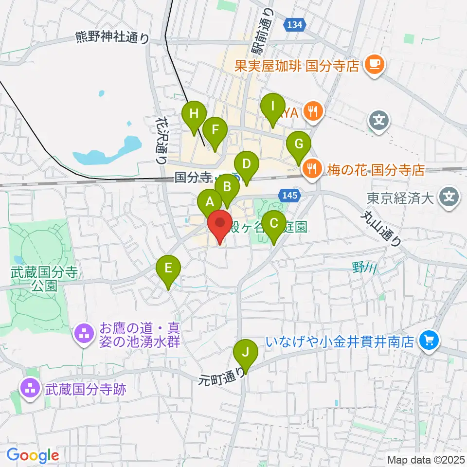 宮地楽器 国分寺センター周辺のホテル一覧地図