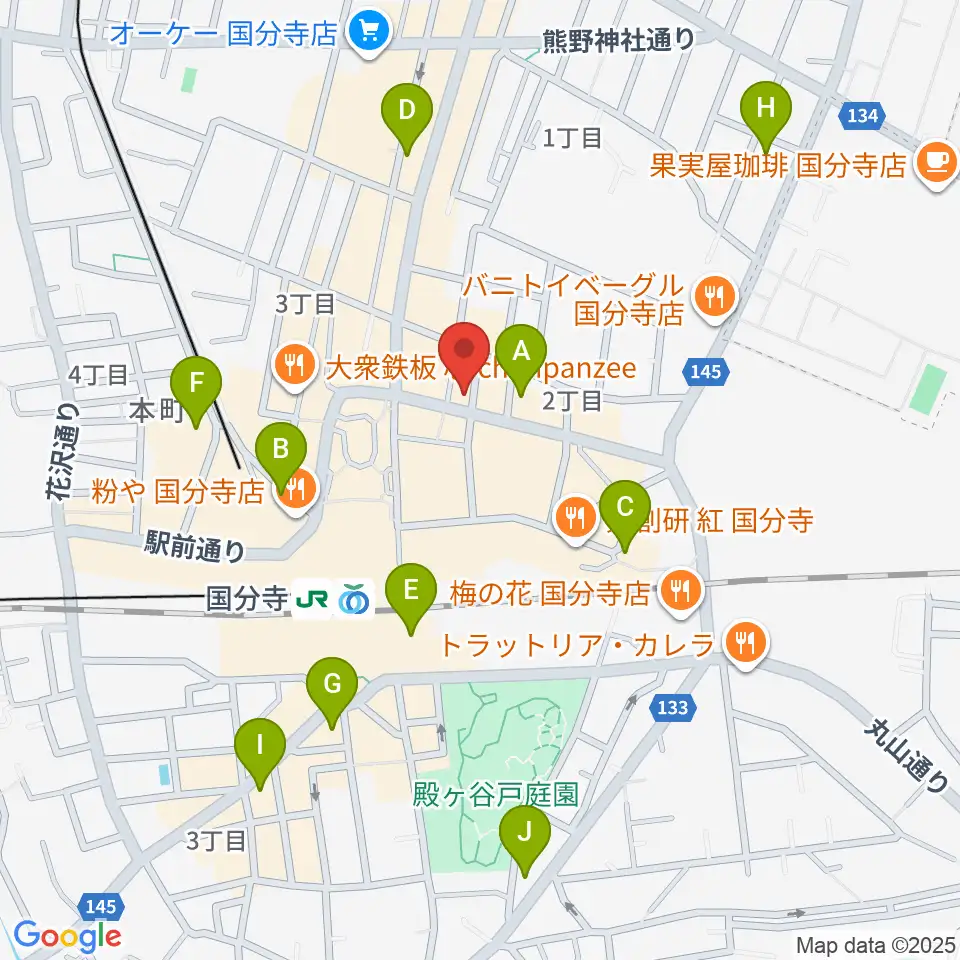 宮地楽器 国分寺北センター周辺のホテル一覧地図