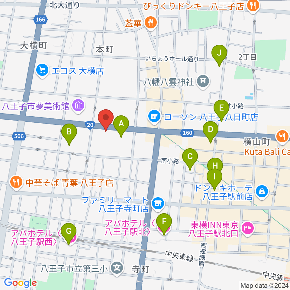 宮地楽器 八王子センター周辺のホテル一覧地図