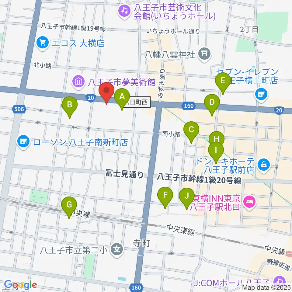 宮地楽器 八王子センター周辺のホテル一覧地図