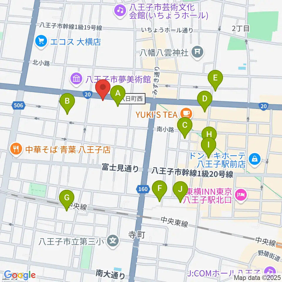 宮地楽器 八王子センター周辺のホテル一覧地図