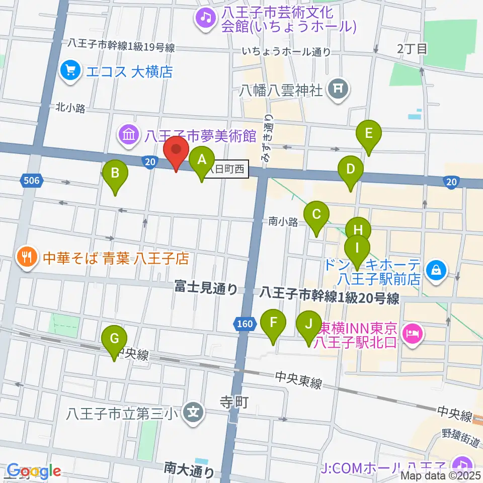 宮地楽器 八王子センター周辺のホテル一覧地図