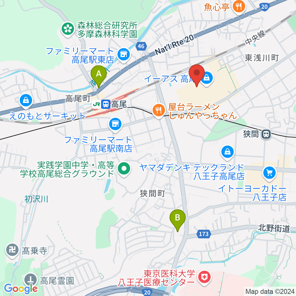 宮地楽器 イーアス高尾センター周辺のホテル一覧地図