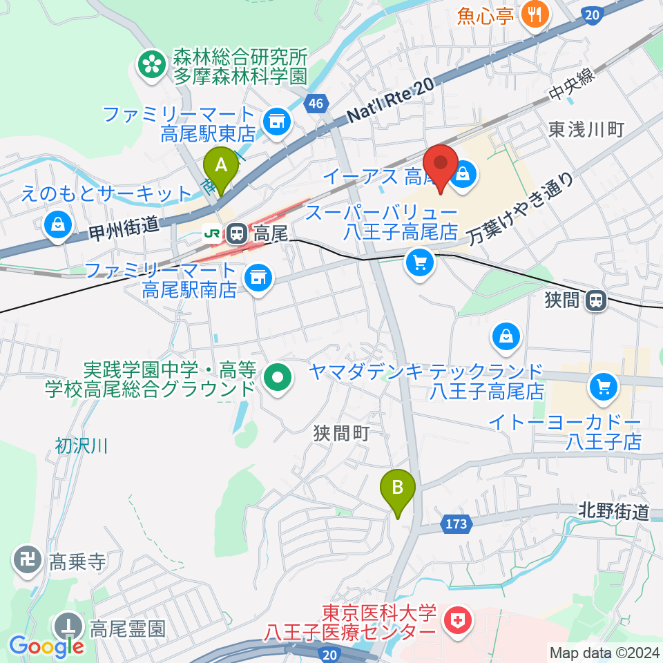 宮地楽器 イーアス高尾センター周辺のホテル一覧地図